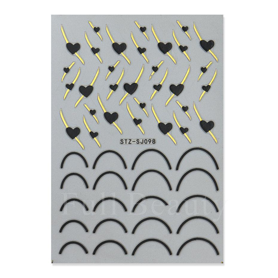 Nail Art Stickers Ins Valentine's Day Black And White Love Hot Stamping Lines Smile French Adhesive Nail Stickers