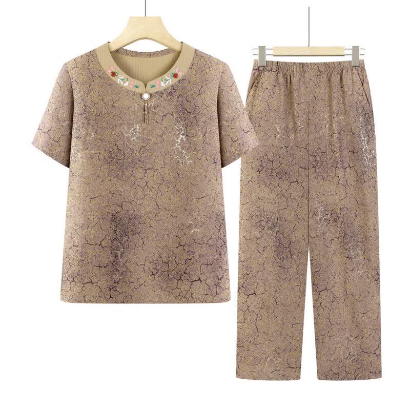 Xiaofu Mid-Aged Women's Summer Short-Sleeve Set
