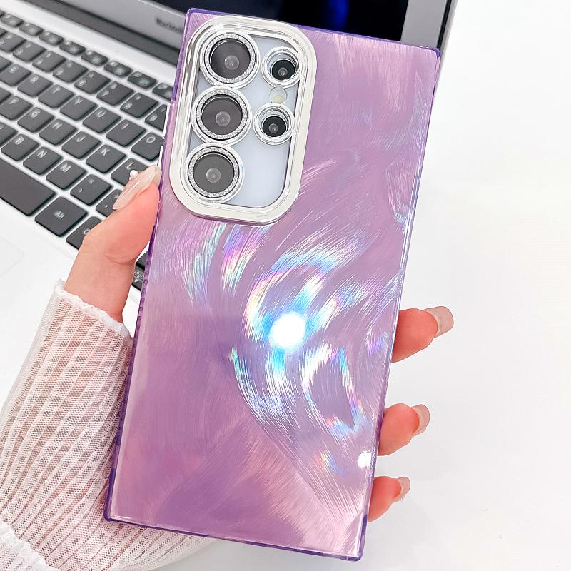 

Samsung S24Ultra Mobile Phone Case Feather Suitable for S25P Purple S24FE Electroplated Flash Powder Lens Film 16 All Inclusive A36 Samsung S25ultra