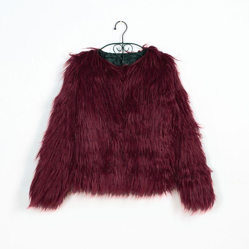 

Faux Fur Fashion Top Plus Size Women s Clothing Imitation Fur Fashion Short Temperamental Pure Color Warm Keeping Outwear Burgundy 3XL