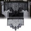 Halloween Tablecloth Door Curtain Lace Spider Web Fireplace Cover Scary Skeleton Witch Mysterious Fabric Bat Print Window Drapes for Home