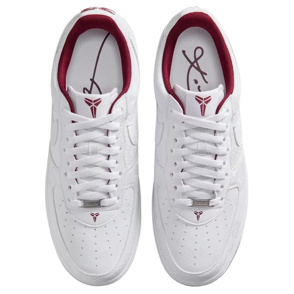 Nike x Kobe Bryant Air Force 1 Abrasion Resistant Abrasion Resistant Low top Skateboard Shoes Unisex White Red IB0018-101