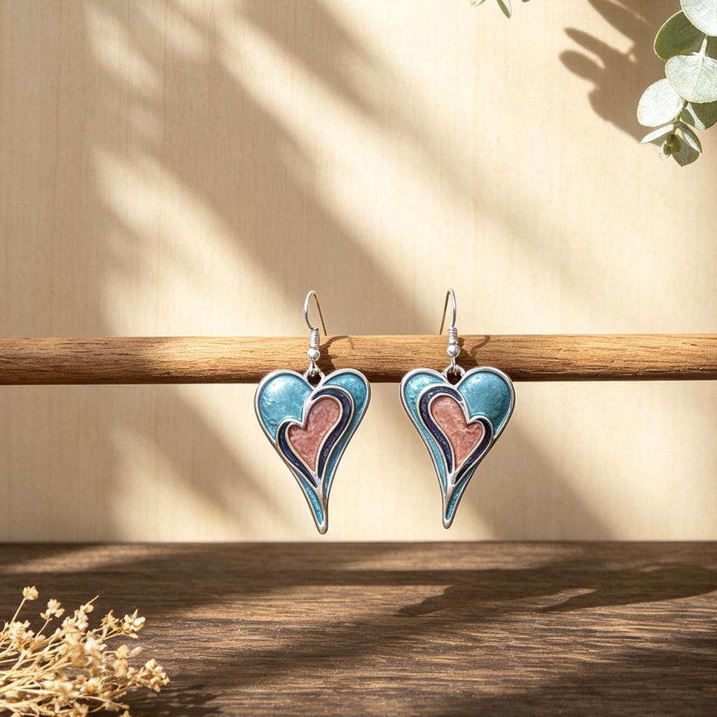Color Love Enamel Color Earrings Pure Hand-painted Design Heart-shaped Women's Daily Light Luxury Explosive Earrings