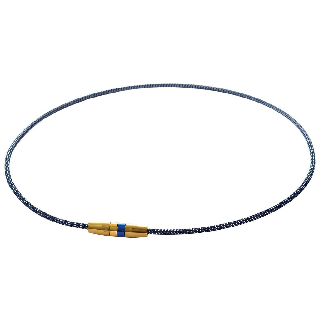 [Phiten] [Amazon.co.jp Exclusive] RAKUWA Necklace High-End III Model with Metax Water-Soluble Metal Technology, Navy/Silver, 45cm
