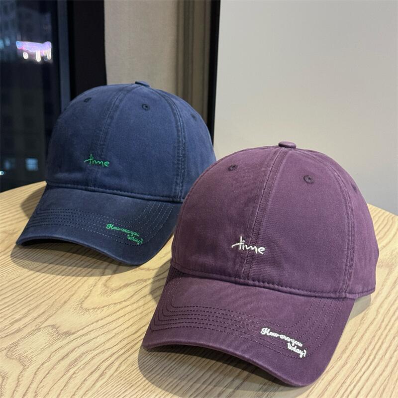 Hat trendy letter embroidered baseball cap for men and women Senli curved brim showing face small street sunscreen sunshade cap