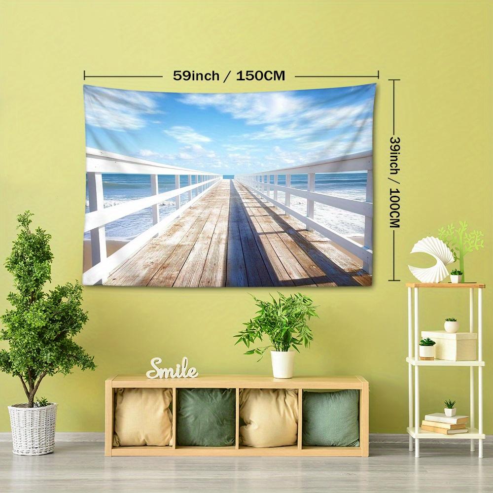 1pc Bohemian Beach Pier Tapestry - Vibrant Ocean Sunset & Wooden Boardwalk Design, Polyester Wall Hanging for Living Room or Bedroom Decor, Perfect Ho