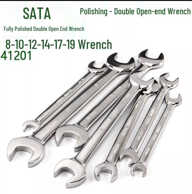 SATA Polished Double Open-end and Allen Wrench Set: Models 41201, 41202, 41203, 41205, 41206, 41207. 5.5x7MM 41216