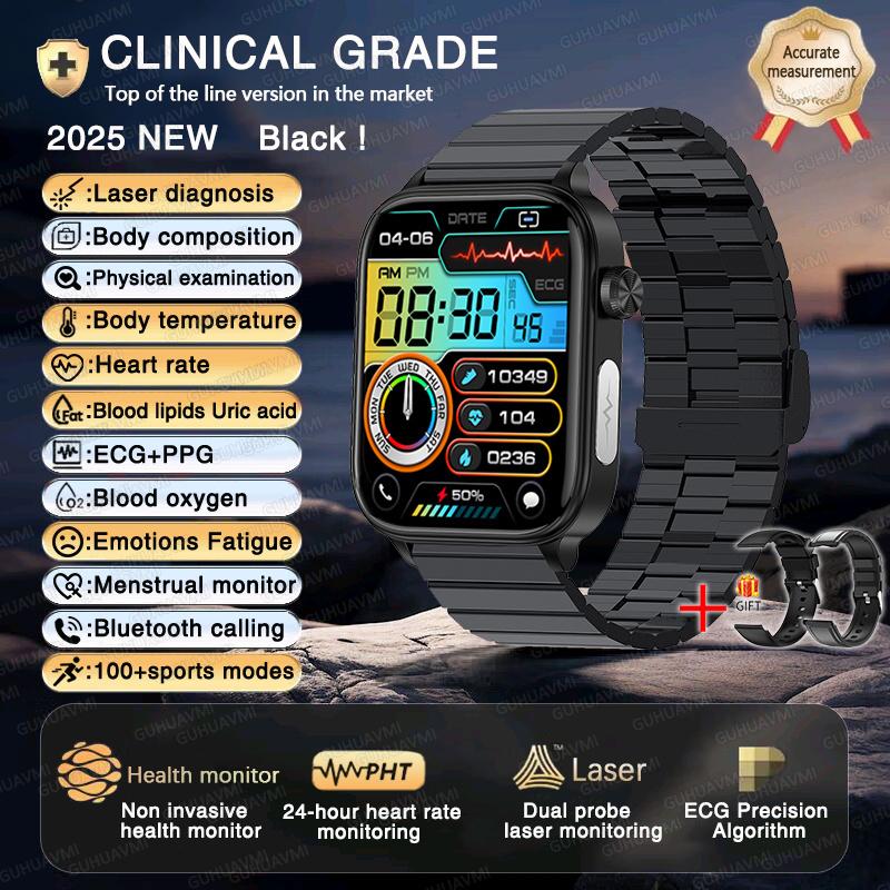 2025Nuovo Smartwatch AI per la Diagnosi della Salute ECG+PPG Uomo Donna Orologio Lipidi nel Sangue Pressione Sanguigna Acido Urico Frequenza Cardiaca Tracker Per Smartwatch Xiaomi