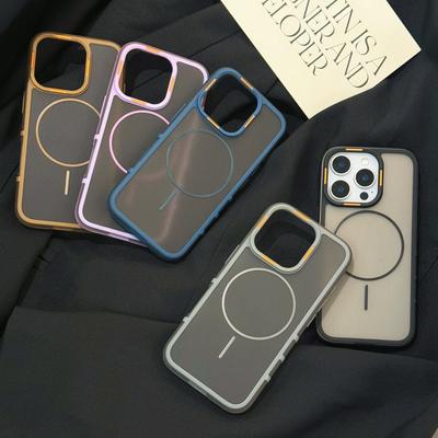 The Checkered Fine Ring Magnetic Protective Case Is Suitable for Apple 16pro 2-in-1 Frosted Anti-drop Phone Cases and IPhone11