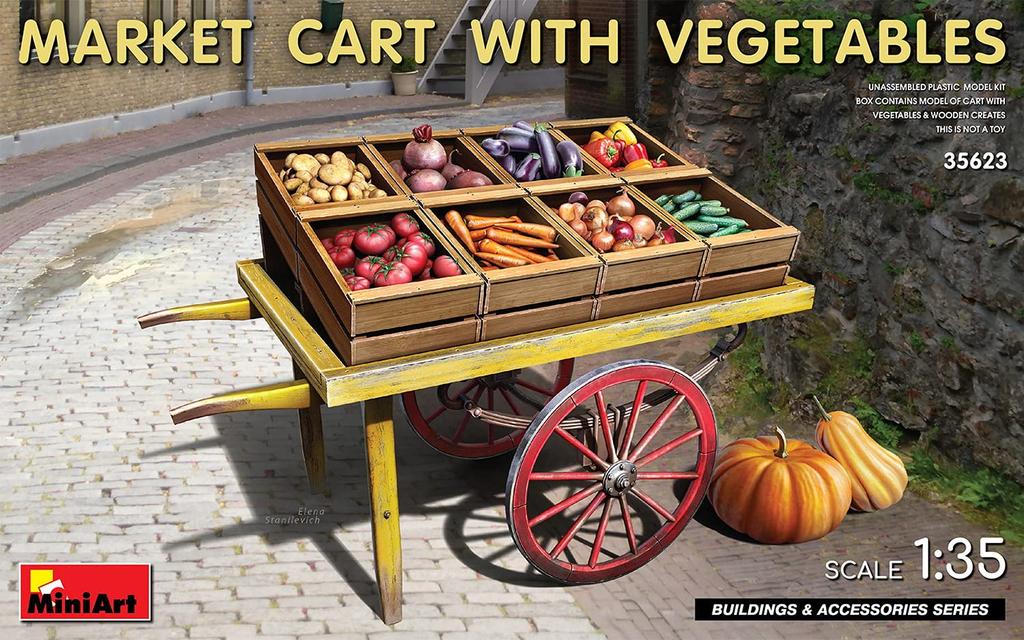 MiniArt Scale Market Cart and Vegetable Set Plastic Model MA35623 1/35