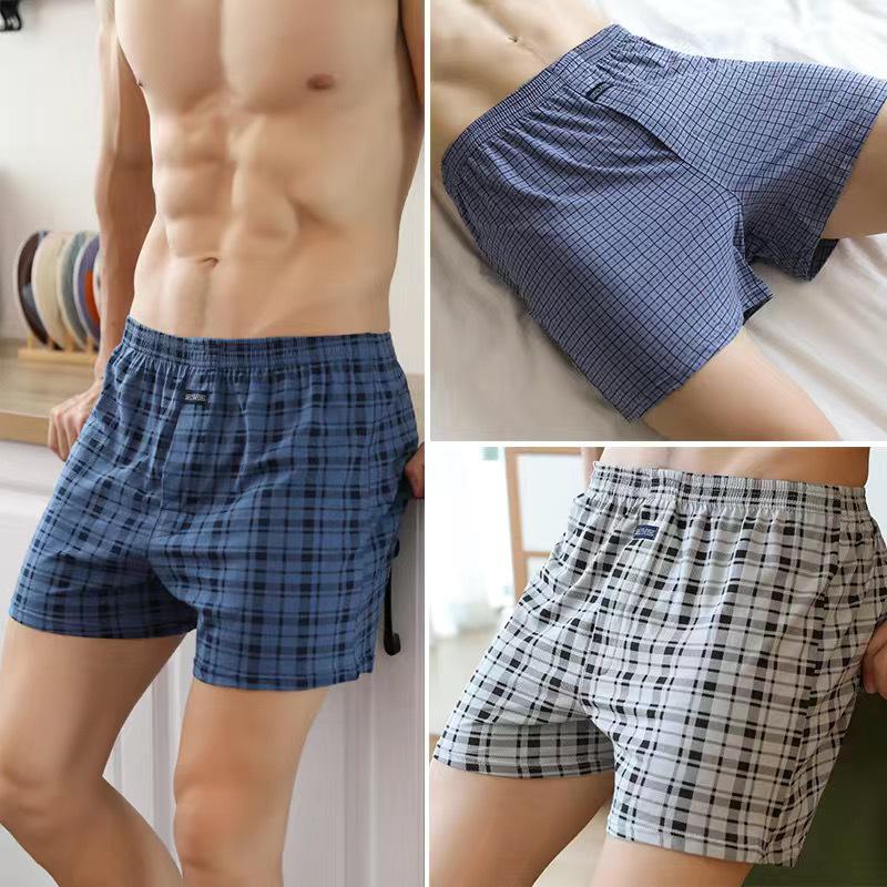 Men's High Waist Cotton Boxer Shorts - Loose Fit Sleep & Home Pants, Plus Size, Lightweight Four-Corner Design