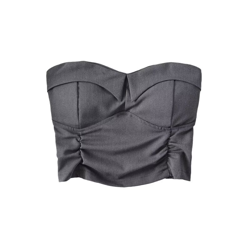 Fashion Summer Sexy Tube Top Sexy Tops Women's Ruched Short Fashion Tape Sleeveless Tight Vest