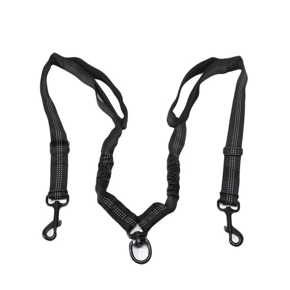 Shock Absorbing Dual Dog Leash No-Tangle Two Dog Lead Rope Double Head Pet Rope  Dog Training