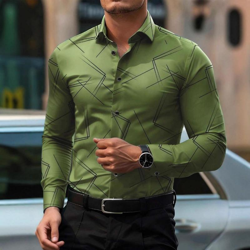 Herren Neue Frühjahrs- und Herbst-Langarmhemden mit Aufdruck Lässig Hochwertig Vielseitig Personalisierte Oberteile