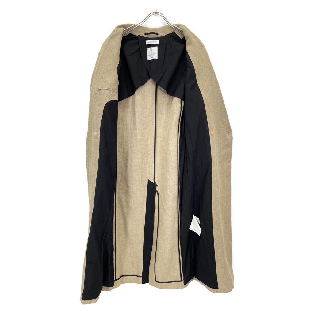 MADISON BLUE Beige MB171-2004 Pearl Button Linen Double Chester Long Coat Coat O2 beigeUsed