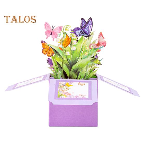 Butterfly Pop Up Card Handcrafted 3D Paper Flower Bouquet Pop-up Greeting Card for Birthday Anniversary Mother's Day