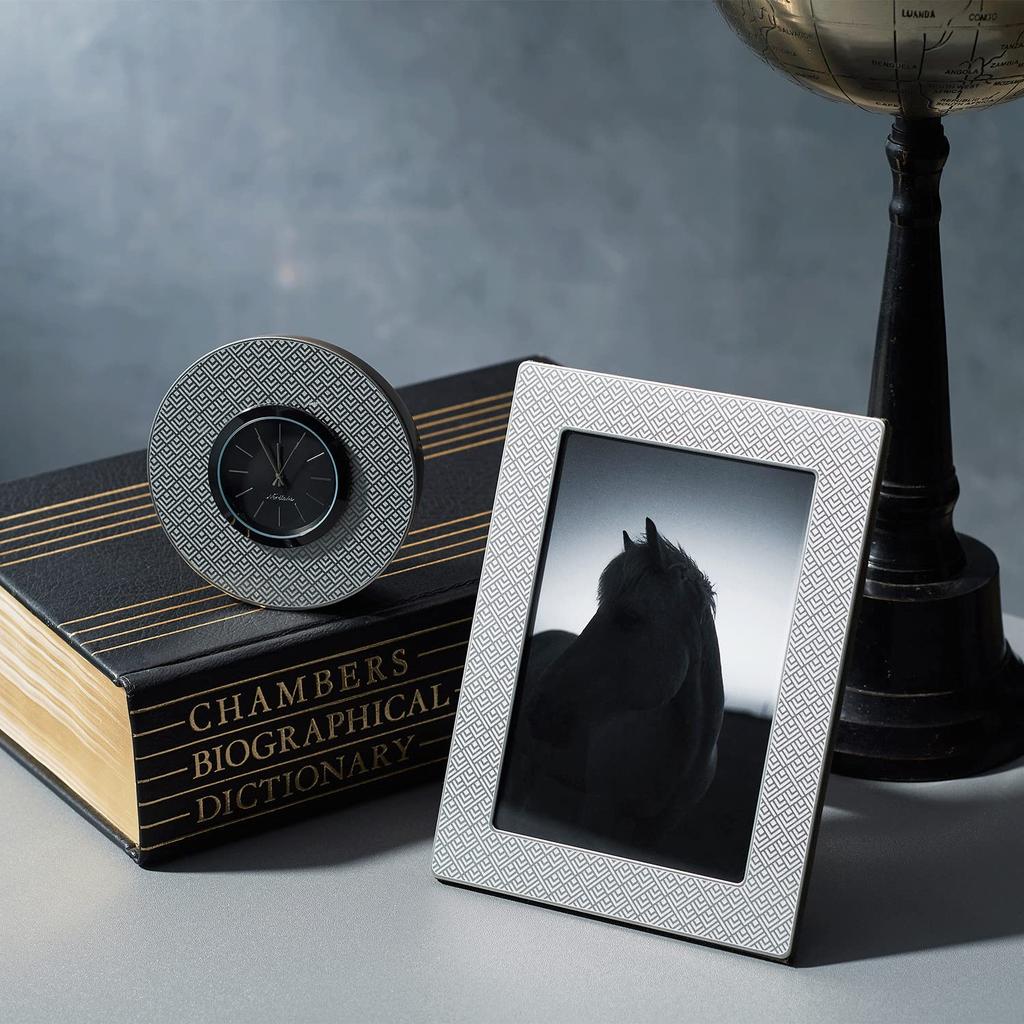 Noritake Photo Frame, Geometric, Approximately 15.5cm High, 11.5cm Wide, 1.5cm Deep, Silver Stainless Steel, MC17/MT-PH