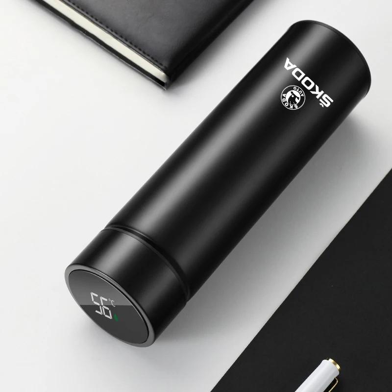 2025 Quente 500ml Copo Térmico para Carro Copo de Água Caneca Térmica para Café Chá Para Skoda Octavia Fabia Superb Yeti Vrs Enyaq Rapid Kodiaq Kam