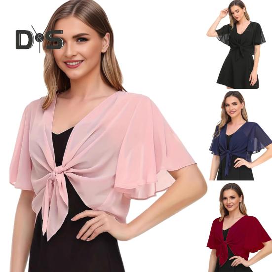 Women Cape Type Tops Solid Color Lace-up Sun Protection Shirt Thin Breathable UV Sun Protection Clothing