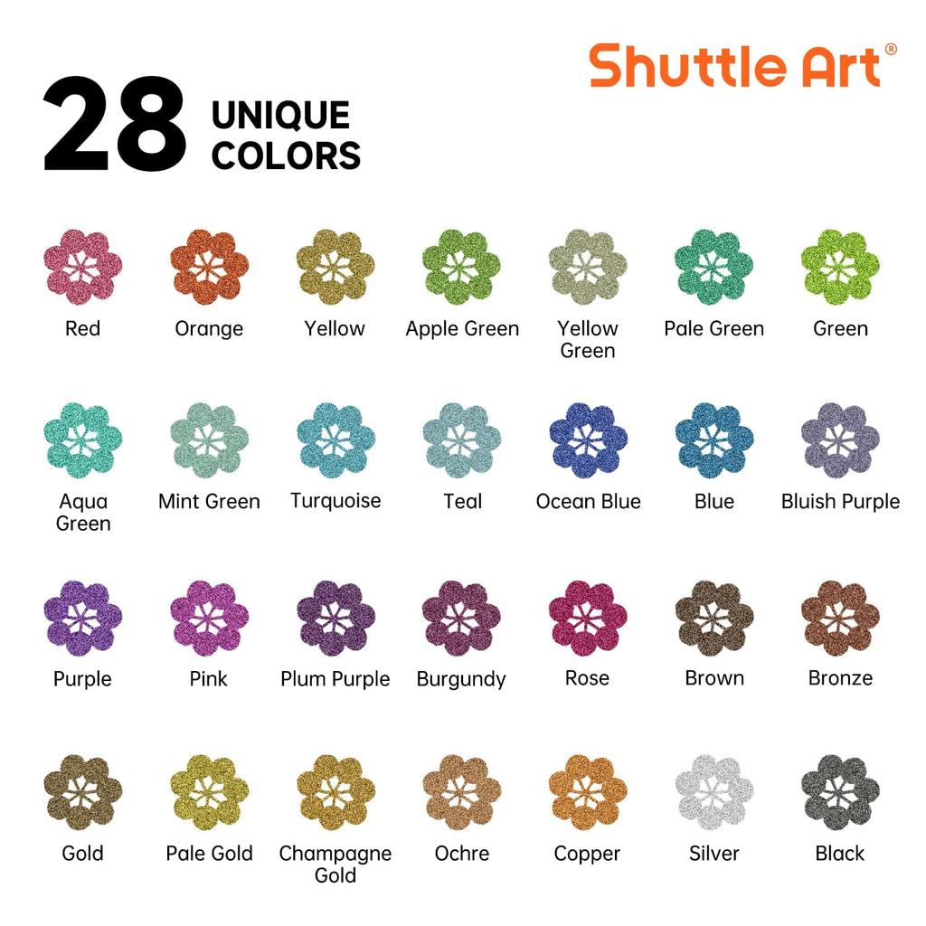 Shuttle Art Acrylic Metallic Dot Brush Tip Twin Acrylic Paint Suitable for and Art Gift Markers, Colors, & Pen, 28-Color Set, Glitter, Water-Based