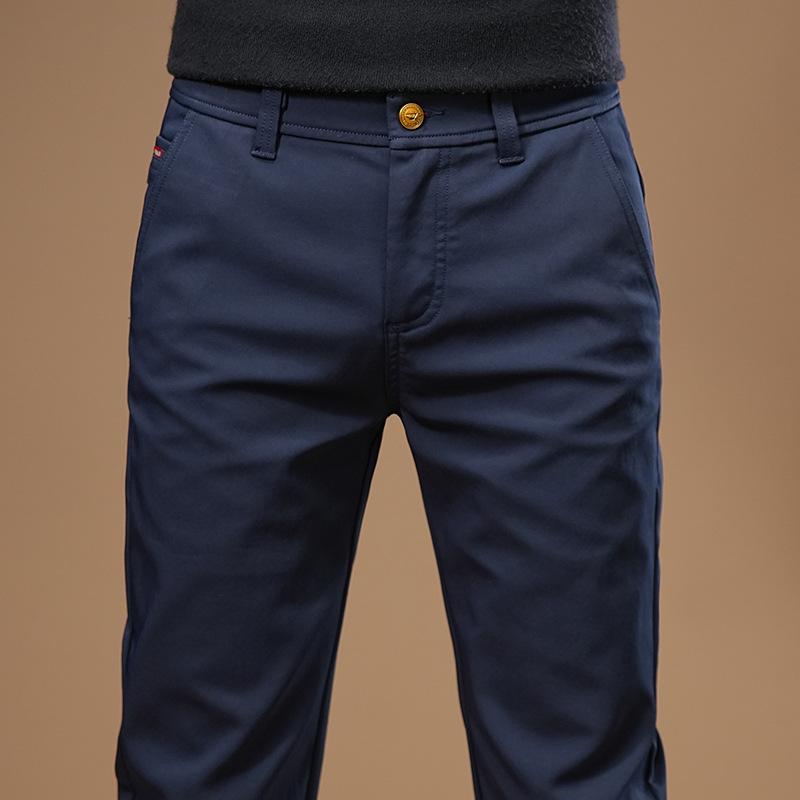 Pure cotton elastic men's light luxury casual pants straight fit light business fashion versatile casual slim trousers men