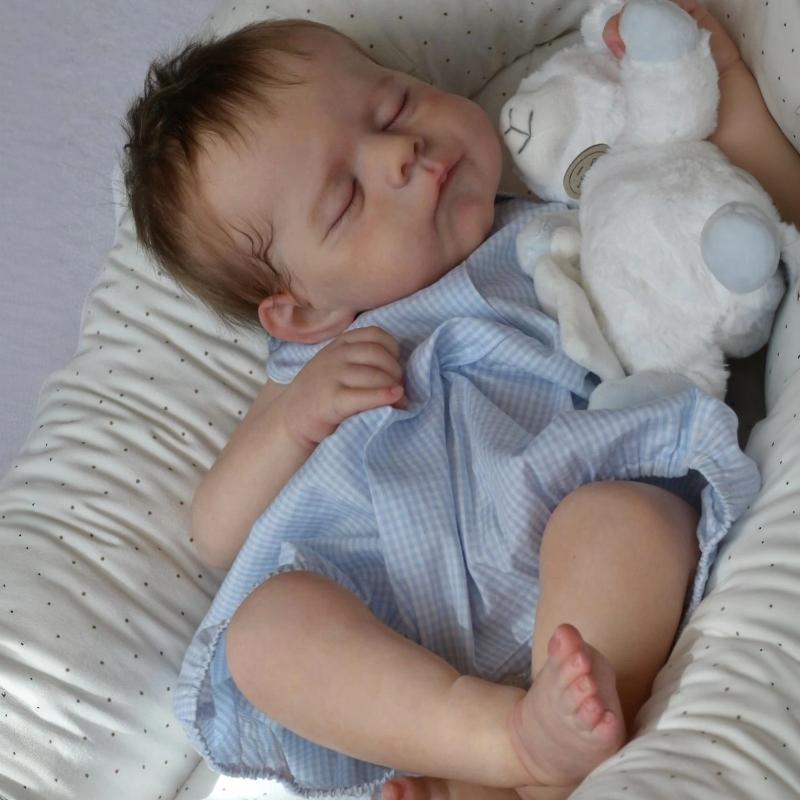 50cm Reborn Baby Dolls Realistic Soft Touch Cloth Body Full Vinyl Optional Newborn Dolls Rooted Hair Cute Cuddly Simulation Doll Kids Education Toys