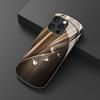 Black Gold Gradient Line Flower Pattern Glass Phone Case Suitable for iPhone 17 16 15 14 13 12 11 Pro/Max/Plus Shockproof