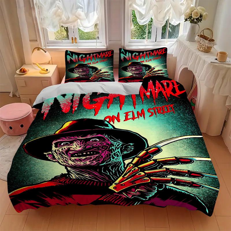 3pcs A Nightmare on Elm Street Bedding Set, Soft Polyester Duvet Cover and Pillowcases Seasons all suitable, Design for Bedroom L1003076