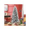 HOMCOM Sapin de Noël artificiel, neige artificielle et pommes de pin, réaliste, ignifuge, pied métallique, 183 cm, vert