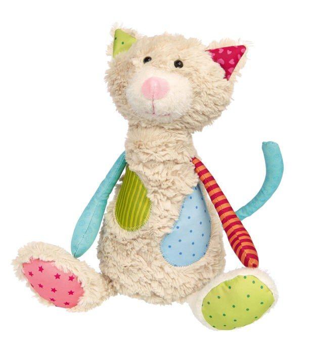 Doudou - sigikid - patchwork sweety - chat assis - doux - lavable à 30°c