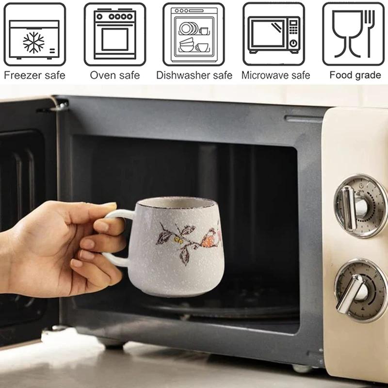 350ml Retro Ceramic Coffee Mug Set with Lid and Spoon Milk Breakfast Cup Home Heat-resistant Teacup Tumbler Juice Water Mug Gift