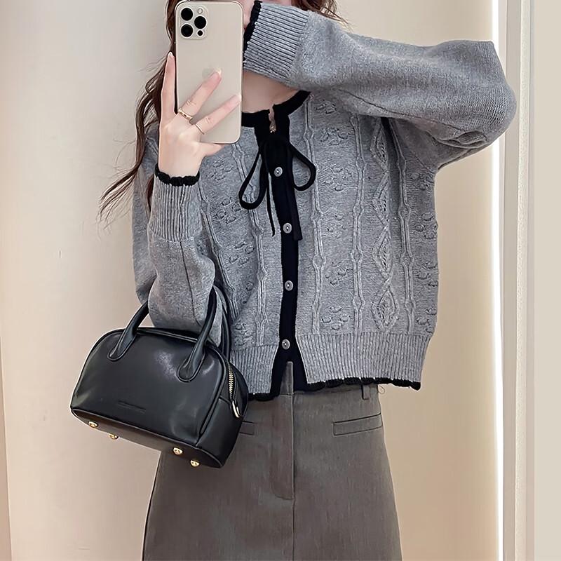 

TonLion 2025 Autumn/Winter Women s Contrast Trim Cardigan L