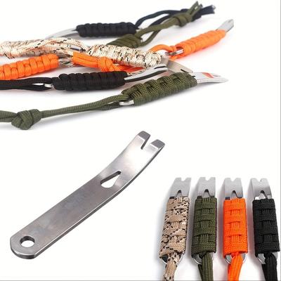 4pcs Pocket Edition Nail Lifting Keychain Stainless Steel Crowbar Crank Shaped Scraper Thread Winder for Hiking Gear