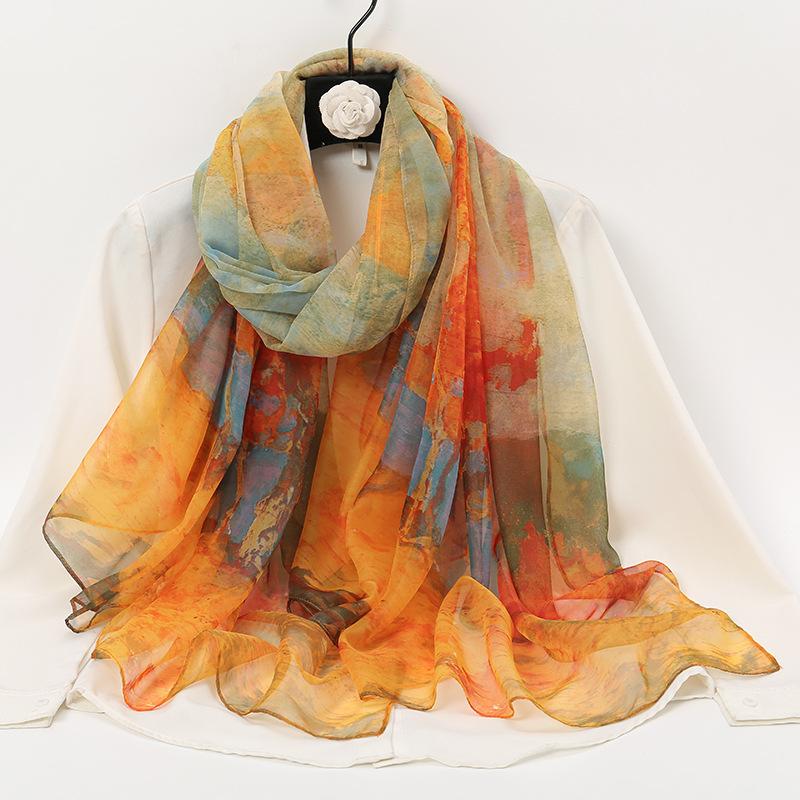 180Cmwomen Chiffon Scarf Summer Soft Floral Print Sunscreen Beach Scarves Thin Foulard Viscose Autumn Fashion Female Wrap Shawls