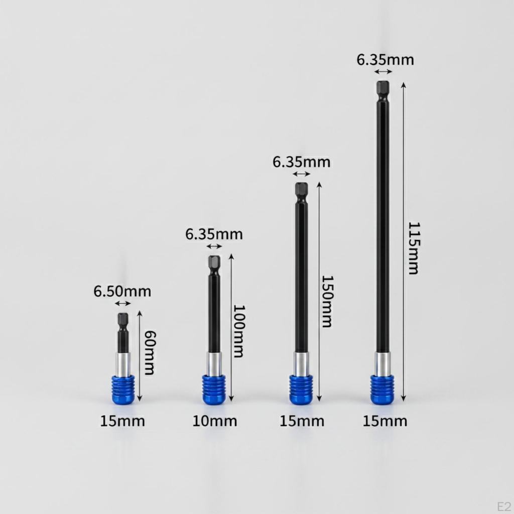 4 Pieces Hex Shank Boring Tool Extension FastRelease SelfLocking Holder Knurled