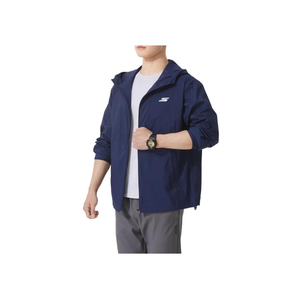 Skechers Comfort Sports Series Windproof Casual Training Hooded Jacket Men Jackets Navy-Blue P225M006-00DU