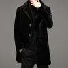 Winter Men's Gentleman Elegant Mink Fur Long Coat High Quality Artificial Fur Jacket Thickened and Warm