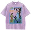 Social skills, making new friends, washed vintage women's T-shirt, hip hop breathable, casual loose fit