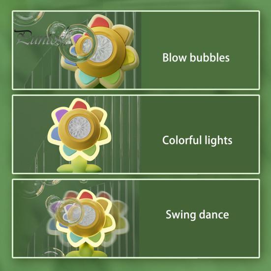 Colorful Flower Bubble Machine Dancing Light-up Flower Bubble Maker Summer Outdoor Handheld Automatic Bubble Blower Toy Toddlers Boys Girls Gift