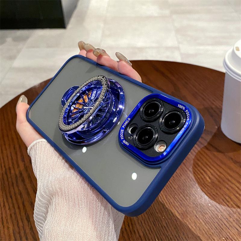 Metal Lens Is Suitable for Apple 15 Mobile Phone Case, Transparent IPhone16 Gyro Magnetic Suction Bracket 14promax Hard Case.