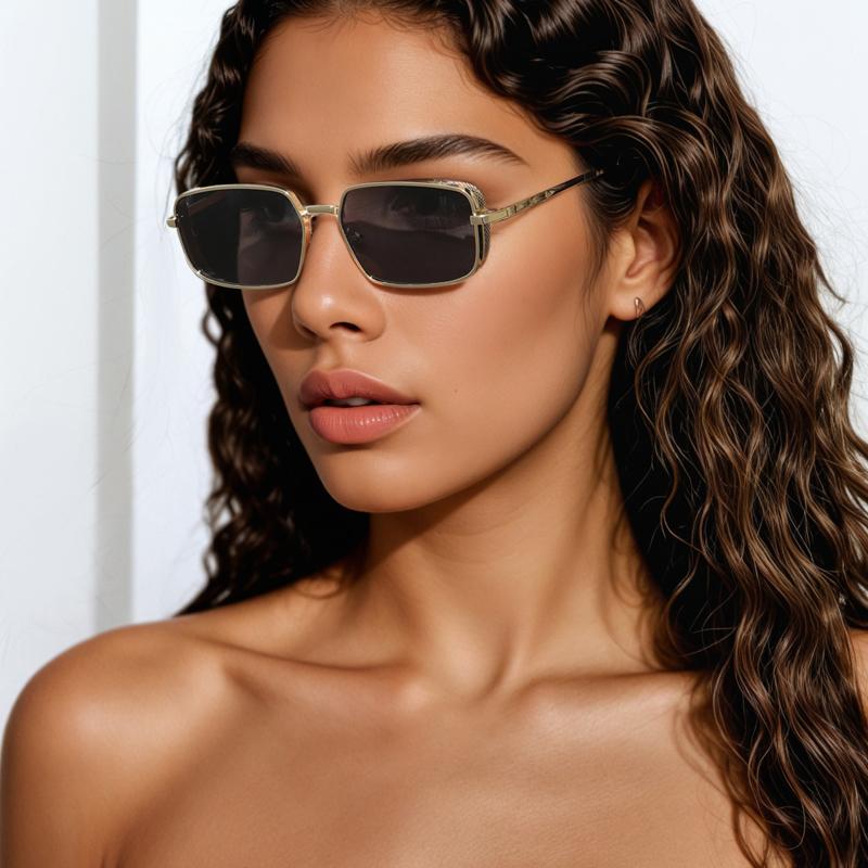3pcs Retro Rectangle Sunglasses Women Brand Designer Small Metal Frame Square Punk Sun Glasses Men Popular Glasses UV400