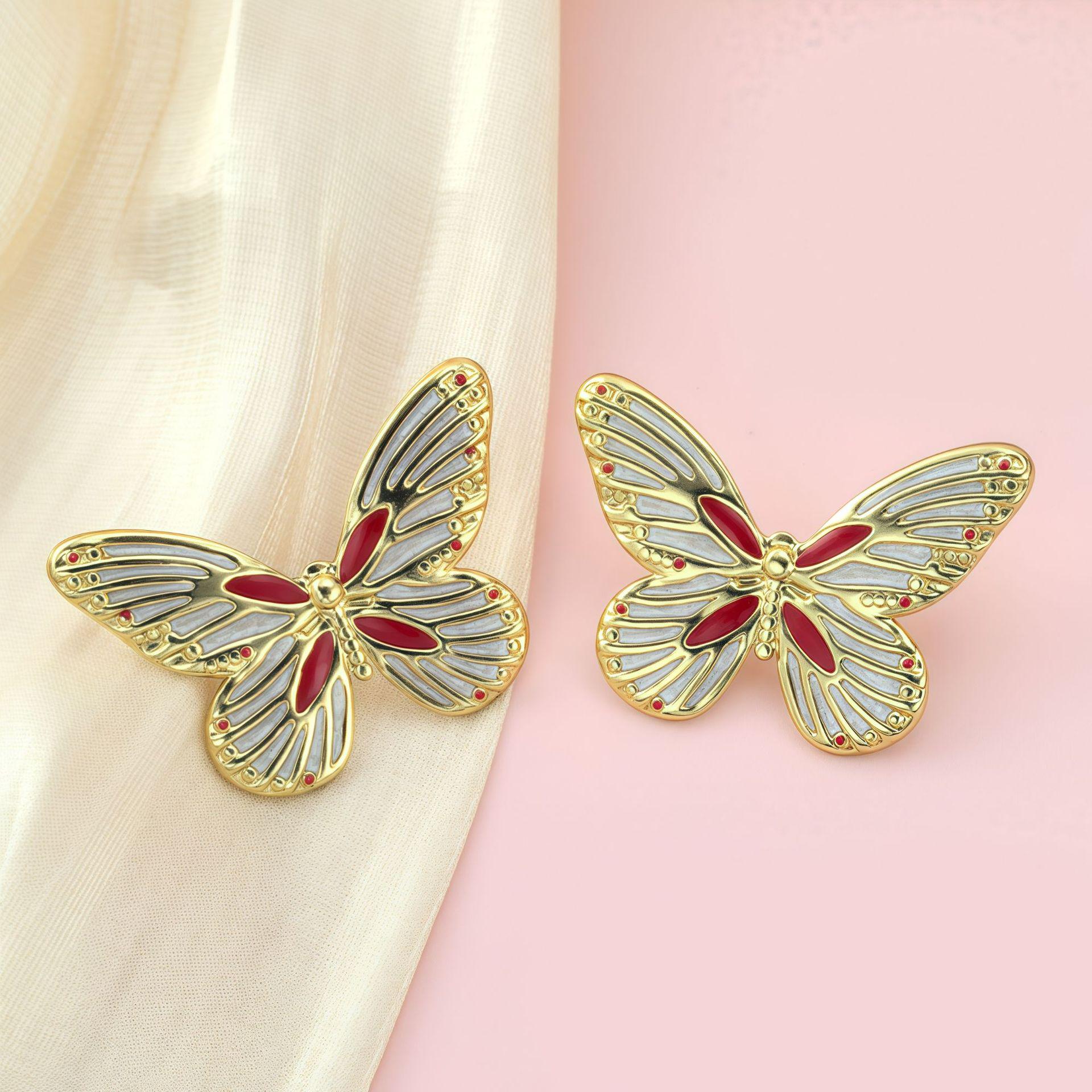 

Butterfly Luxury Stainless Steel Enamel Drop Earrings for Women