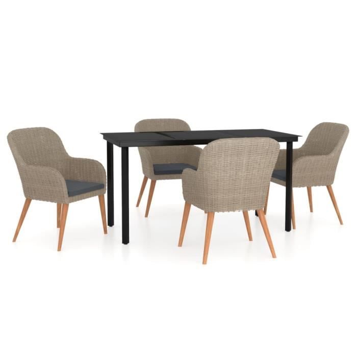 VidaXL Garden Dining Set with Cushions 5 Pcs Brown, 51.4 Kg