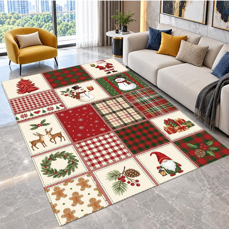 Tappeto da Pavimento a Tema Natalizio, Morbido Tappeto da Zona, Decorazione per la Casa Indoor di Natale per le Feste
