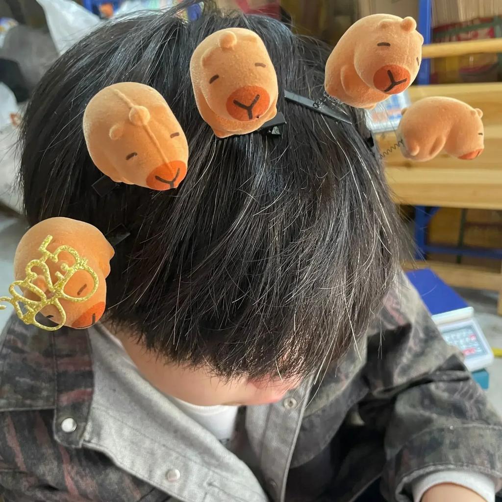 10-100PCS Kawaii Hair Clip Fashion Children Bow 3D Capybara Animal Plush Hairpin Funny Style Duckbill Clips Headdress Gifts