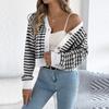 Women's Fashion Casual Contrast Plaid Long Sleeve Pullover Sweater
