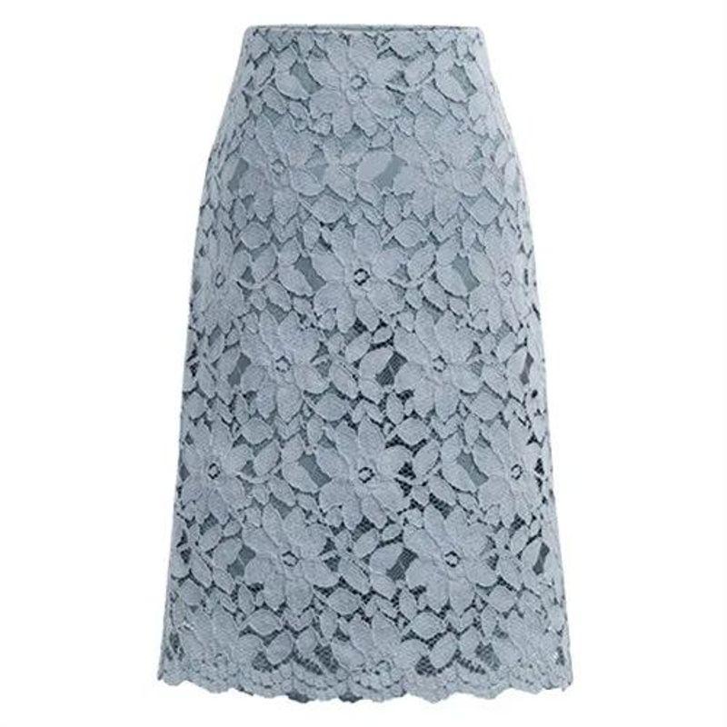 

Solid Lace Slim Fit Skirt with Buttocks Lace Silm Sheath Skirt for Women Blue 2XL