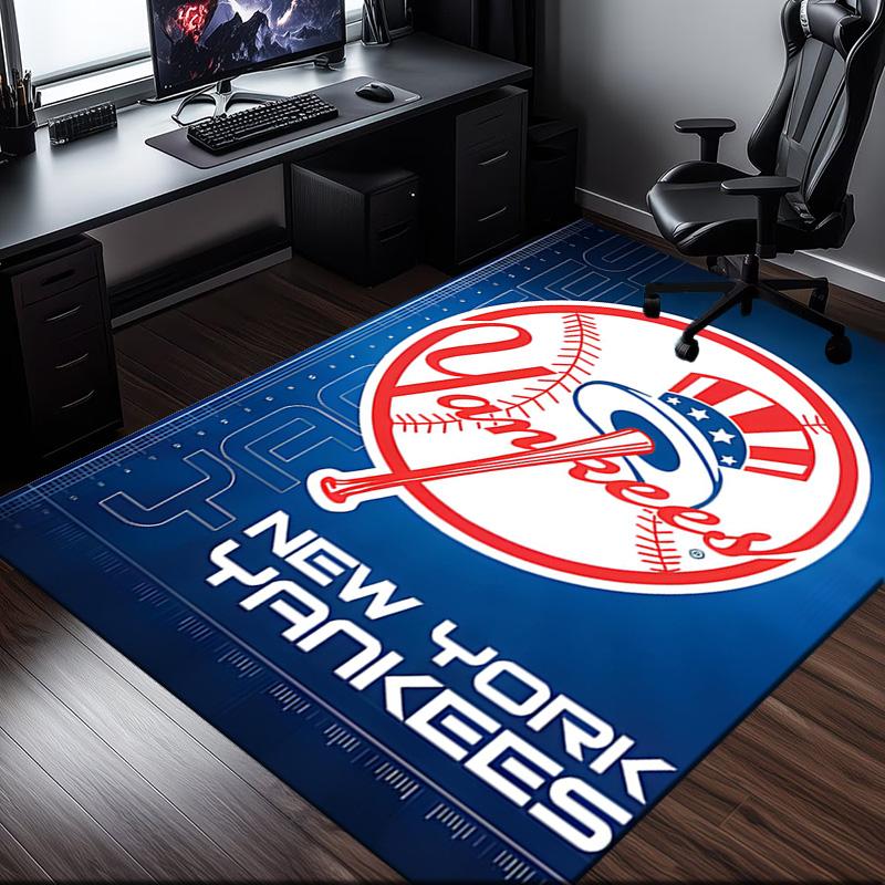 Yankees Baseball Team Logo Rug Office Carpet Non-Slip Mat, Chair Rug Floor Covering for Gaming, Bedroom, Living Room , Home Decor Christmas Gift