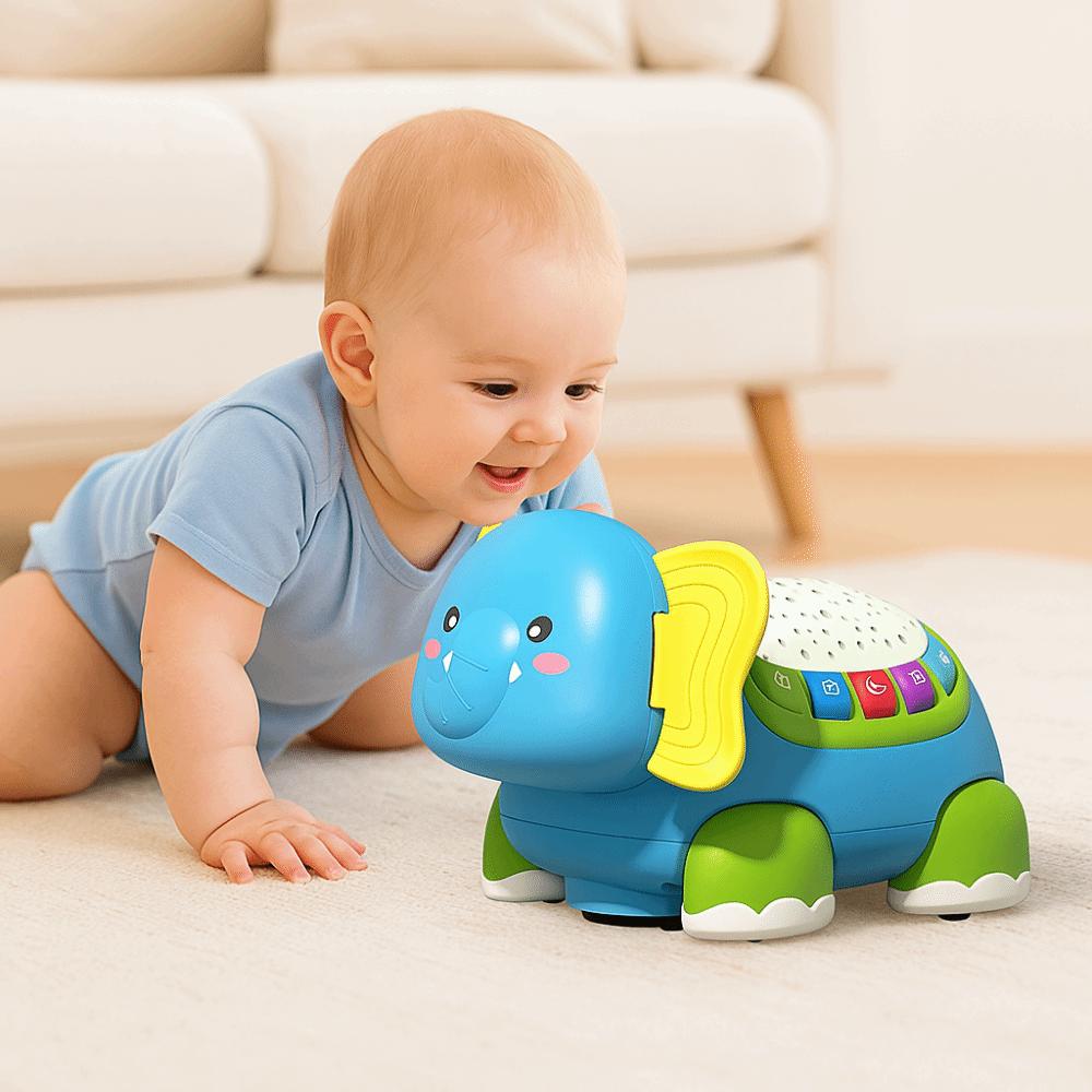 Timer Function Crawling Elephant Colorful Light Up Baby Crawling Toys  Tummy Time
