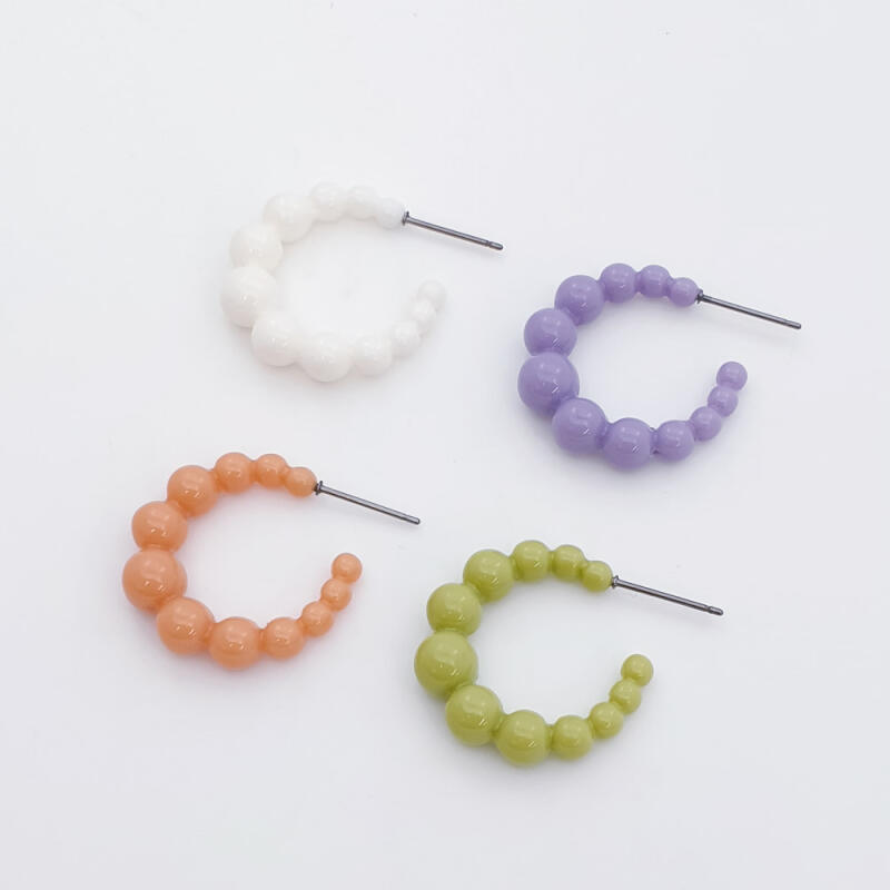 

Bubble Earrings Epoxy Titanium Earrings (1 Piece) Purple